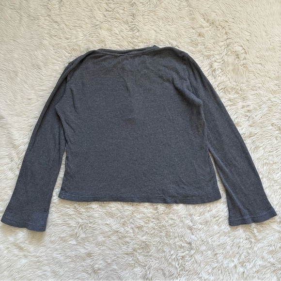 Madewell Top Heathered Thermal Henley Tee Long Sleeve Gray M - Picture 4 of 11